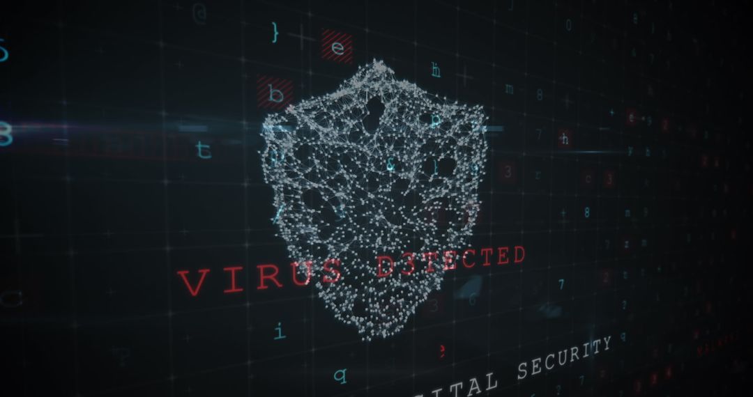 Digital Security Shield with Virus Detection Warning
