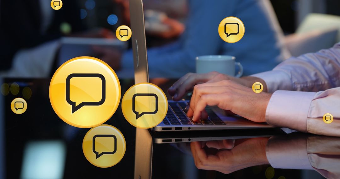 Social Media Notifications Overlaid On Typing Hands