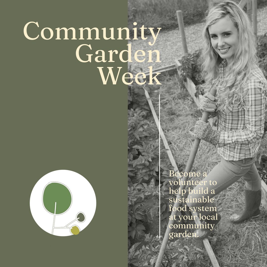 Community Garden Week Promotion Featuring Smiling Gardener