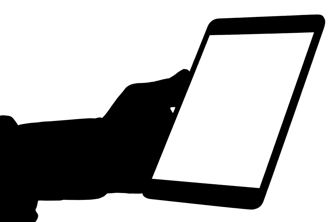 Digital Hand Holding Tablet Silhouette on Transparent Background