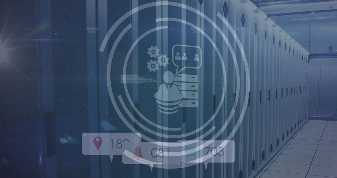 Futuristic Server Room with Data Processing Holograms