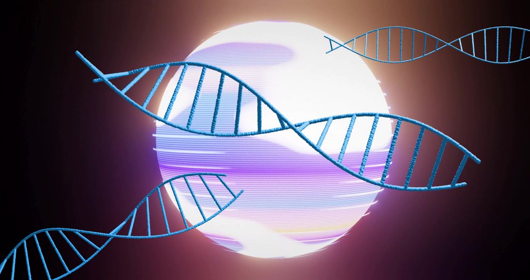 Futuristic DNA Helix with Glowing Orb Represents Genetic Innovation