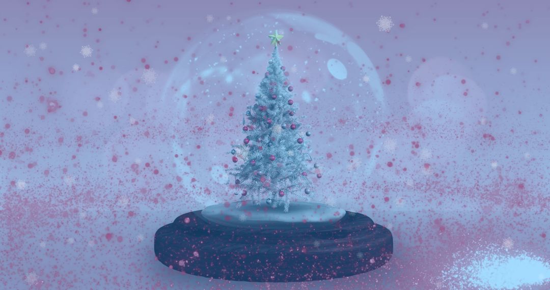 Snow Globe with Christmas Tree and Falling Snowflakes - Free Images, Stock Photos and Pictures on Pikwizard.com