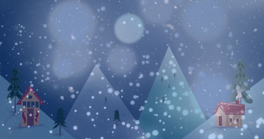 Enchanting Winter Wonderland with Snowfall and Festive Huts