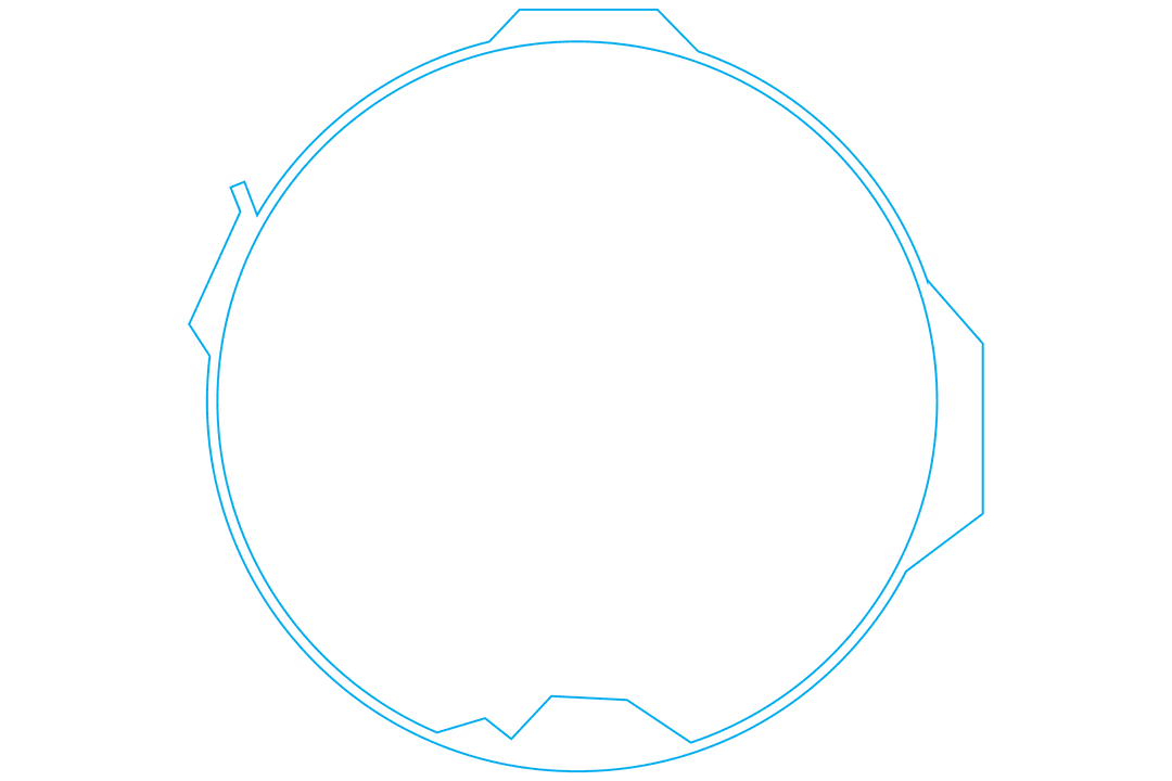Thin Blue Digital Circle on Transparent Background