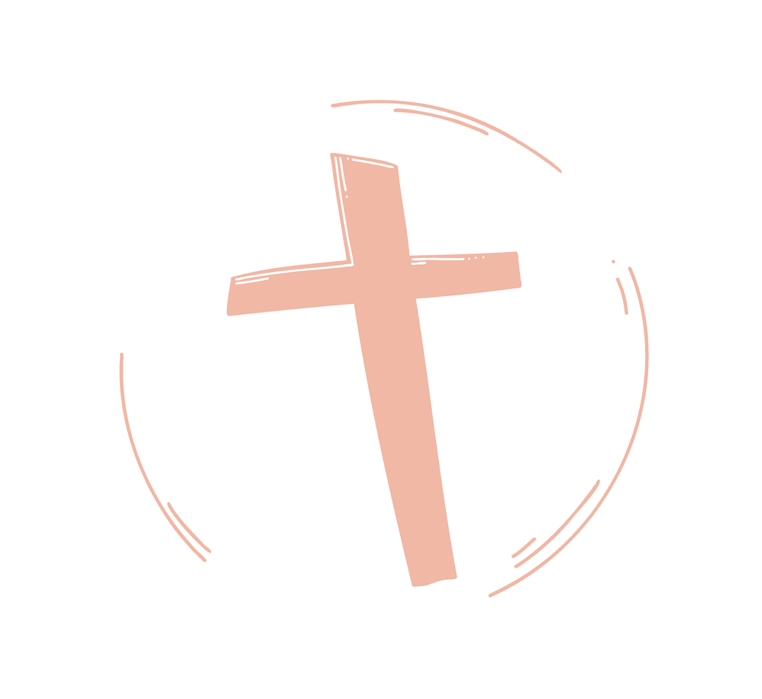 Transparent Peach Cross with Radiating Rays on Clear Background