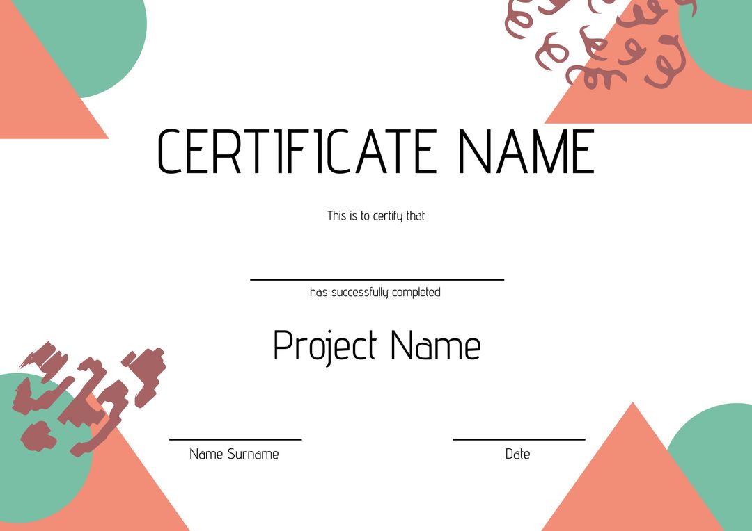 Certificate Template with Customizable Geometric Design for Professional Awards - Download Free Stock Templates Pikwizard.com