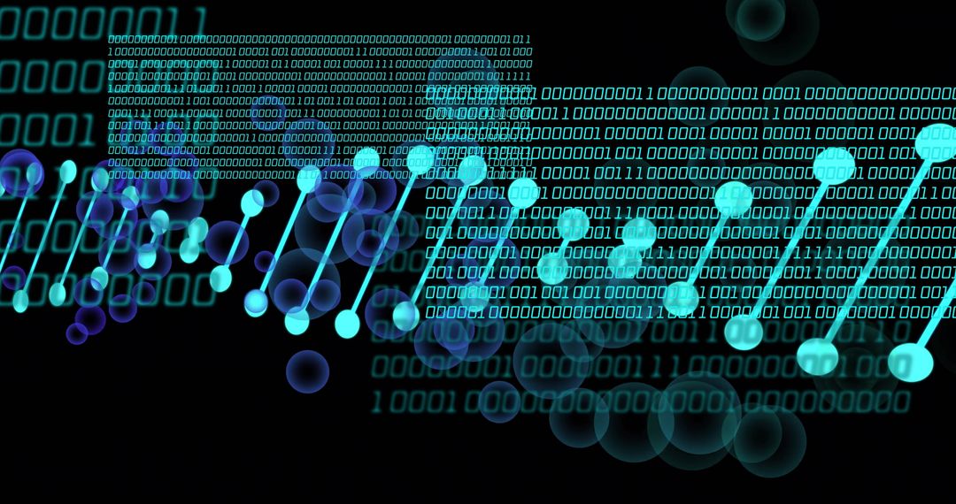 Digital DNA Strand Over Binary Data Background