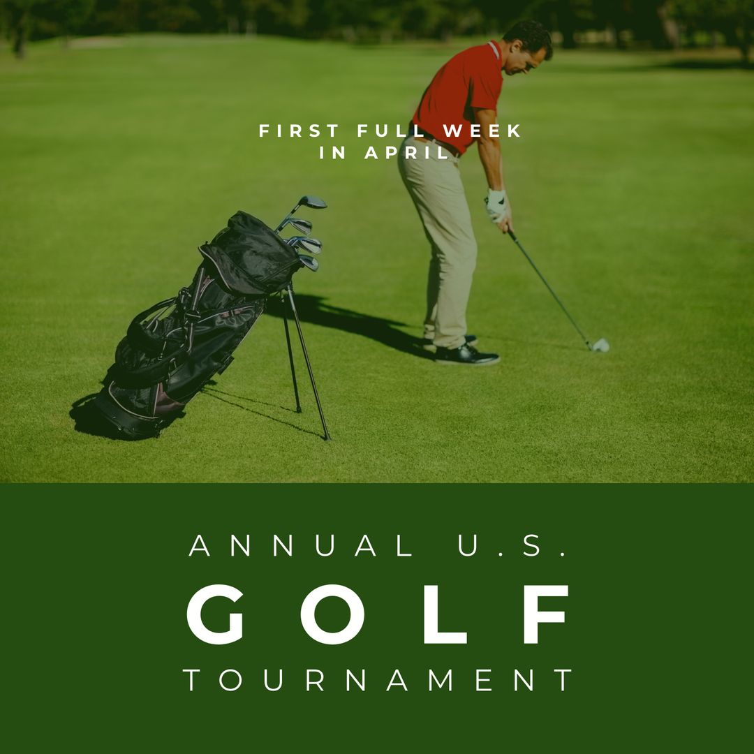 Caucasian Male Golfer Playing on Professional Golf Course