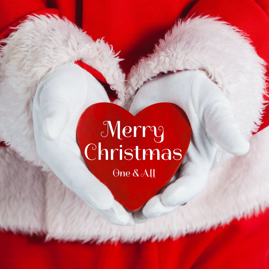 Santa Holding Heart Sign with Merry Christmas Message - Download Free Stock Templates Pikwizard.com