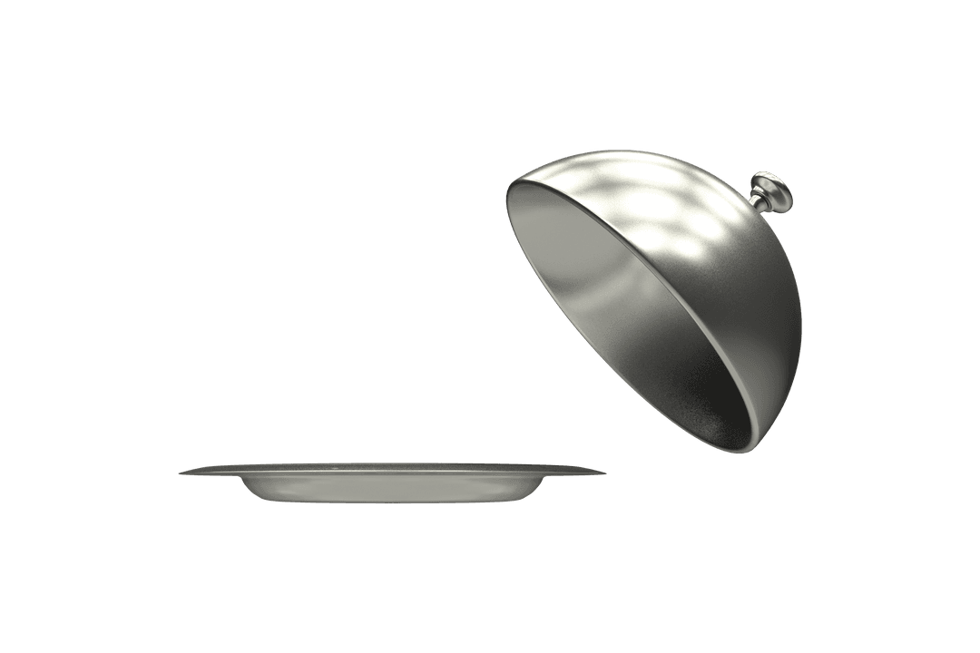 Silver Dish with Dome Lid Isolated on Transparent Background
