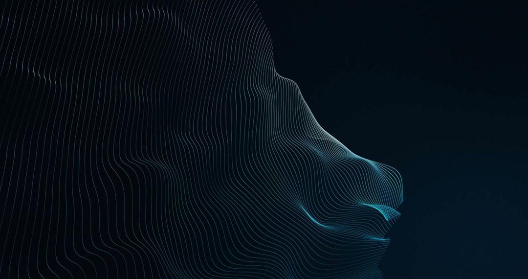 Abstract Blue Line Wave Pattern on Black Background