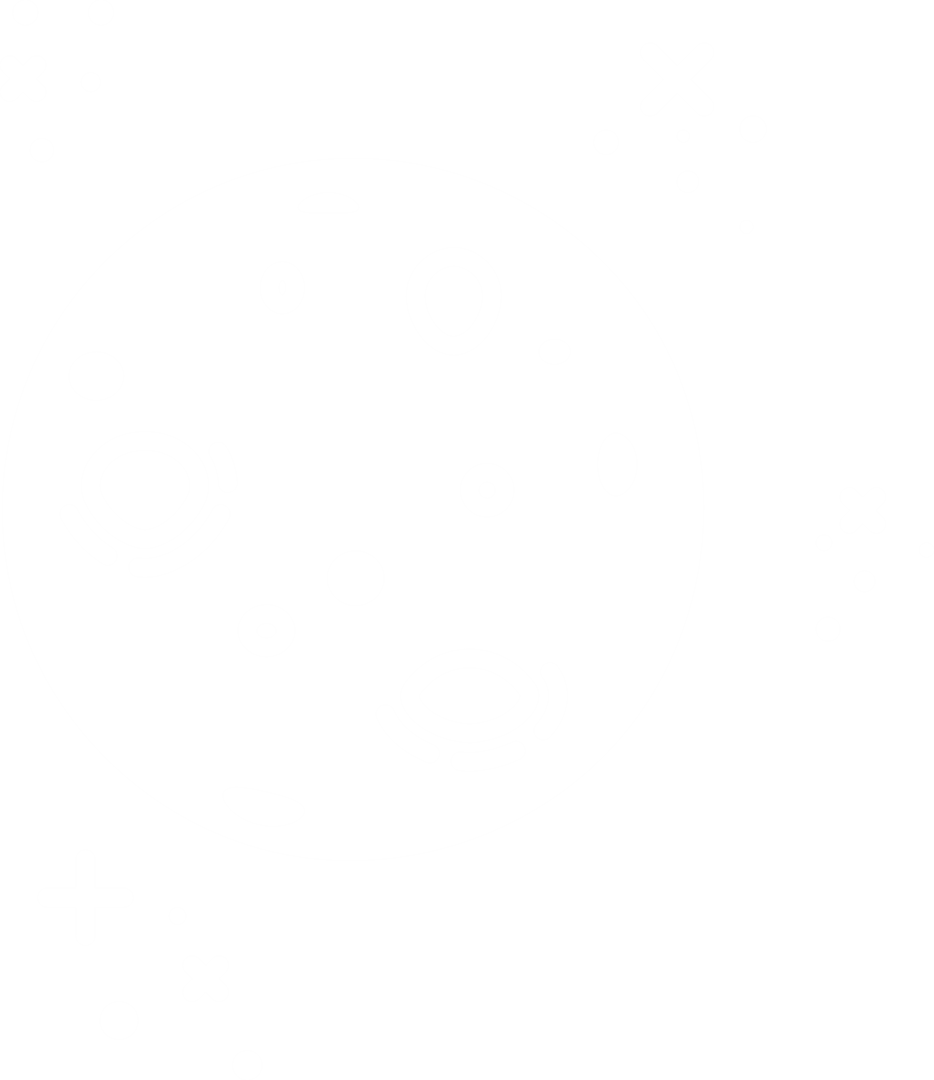 White Moon and Stars on Transparent Background