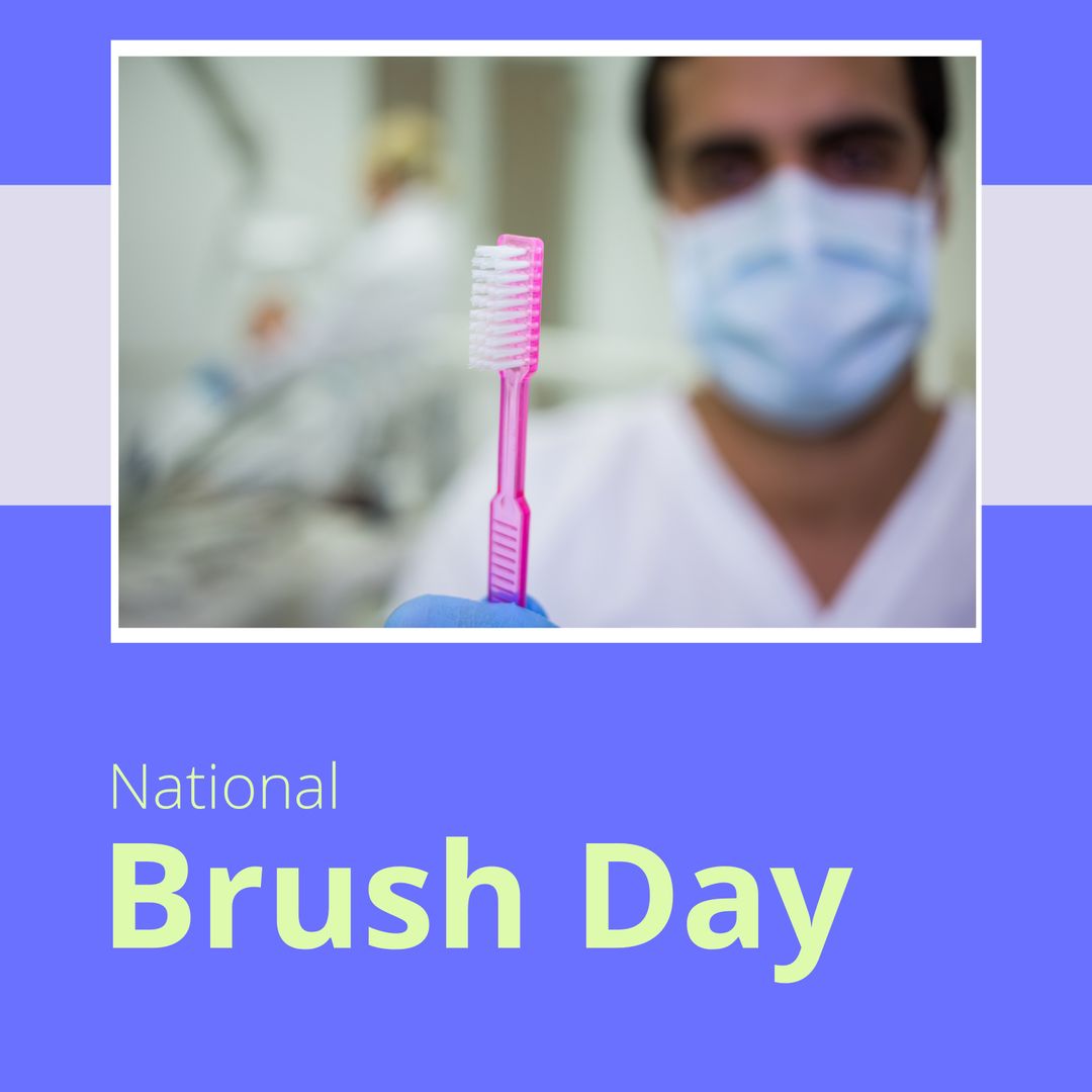 Dentist Holding Toothbrush for National Brush Day Concept