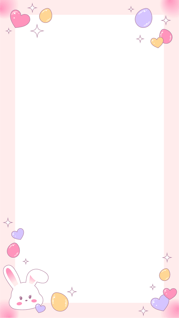 Whimsical Vector Pastel Frame Featuring Rabbit and Eggs Background