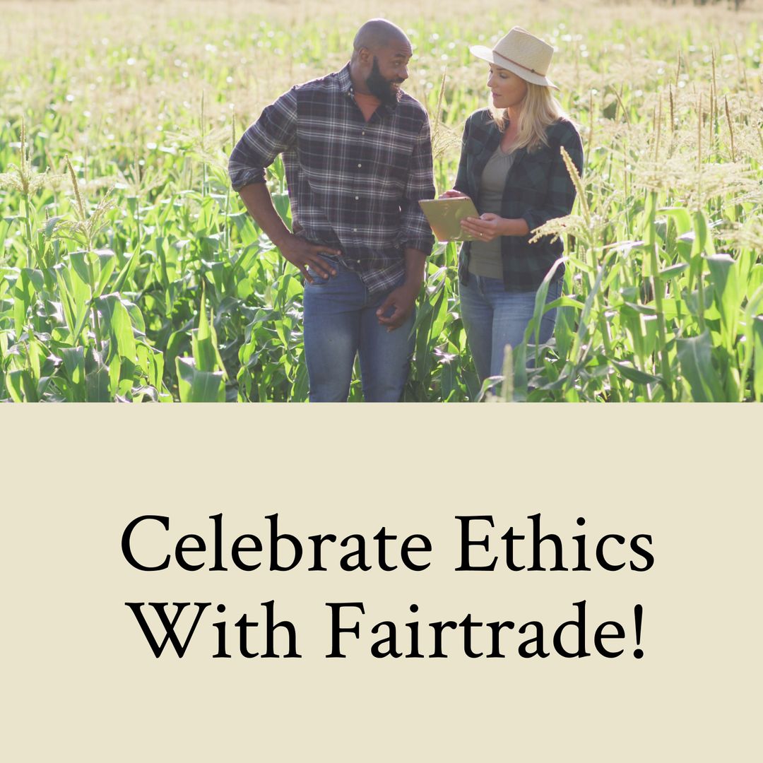 Diverse Farmers Promoting Ethical Farming Practices in Cornfield