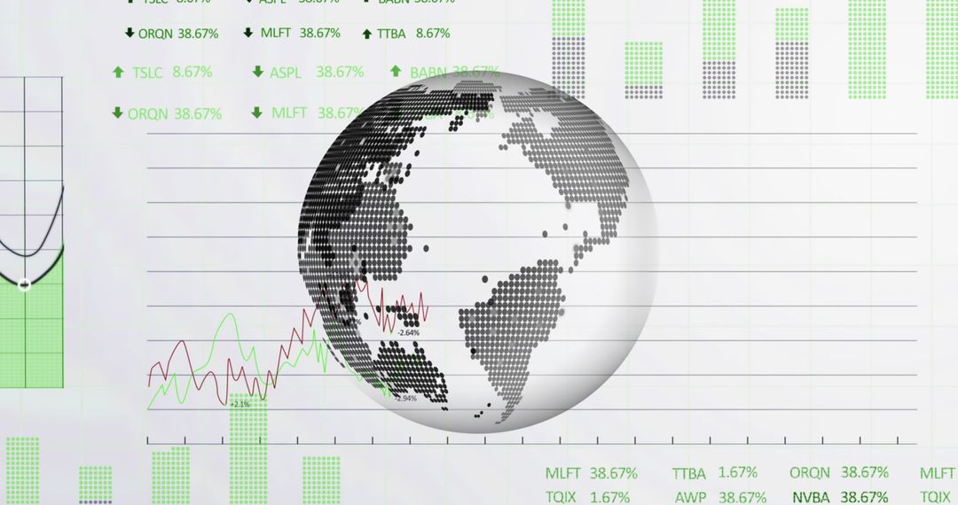 Digital Globe with Stock Market Data Background
