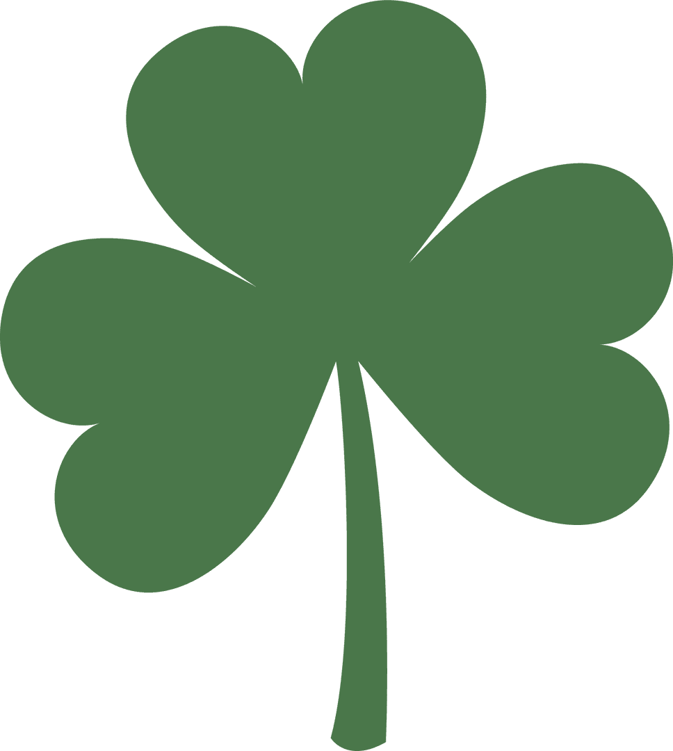 Green Four-Leaf Clover Icon on Transparent Background