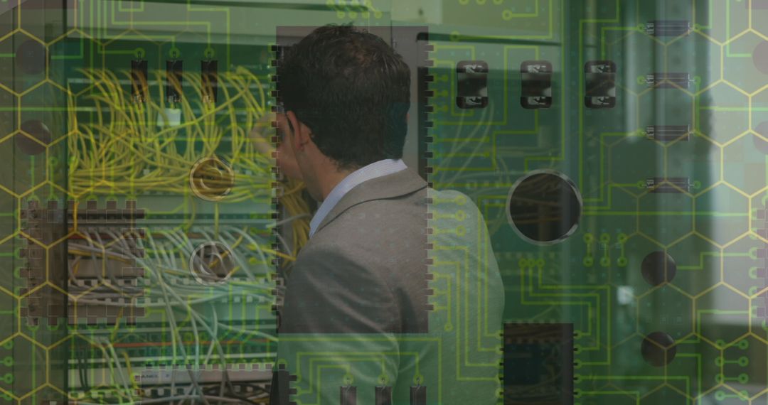 Businessman Analyzing Network Server Connections