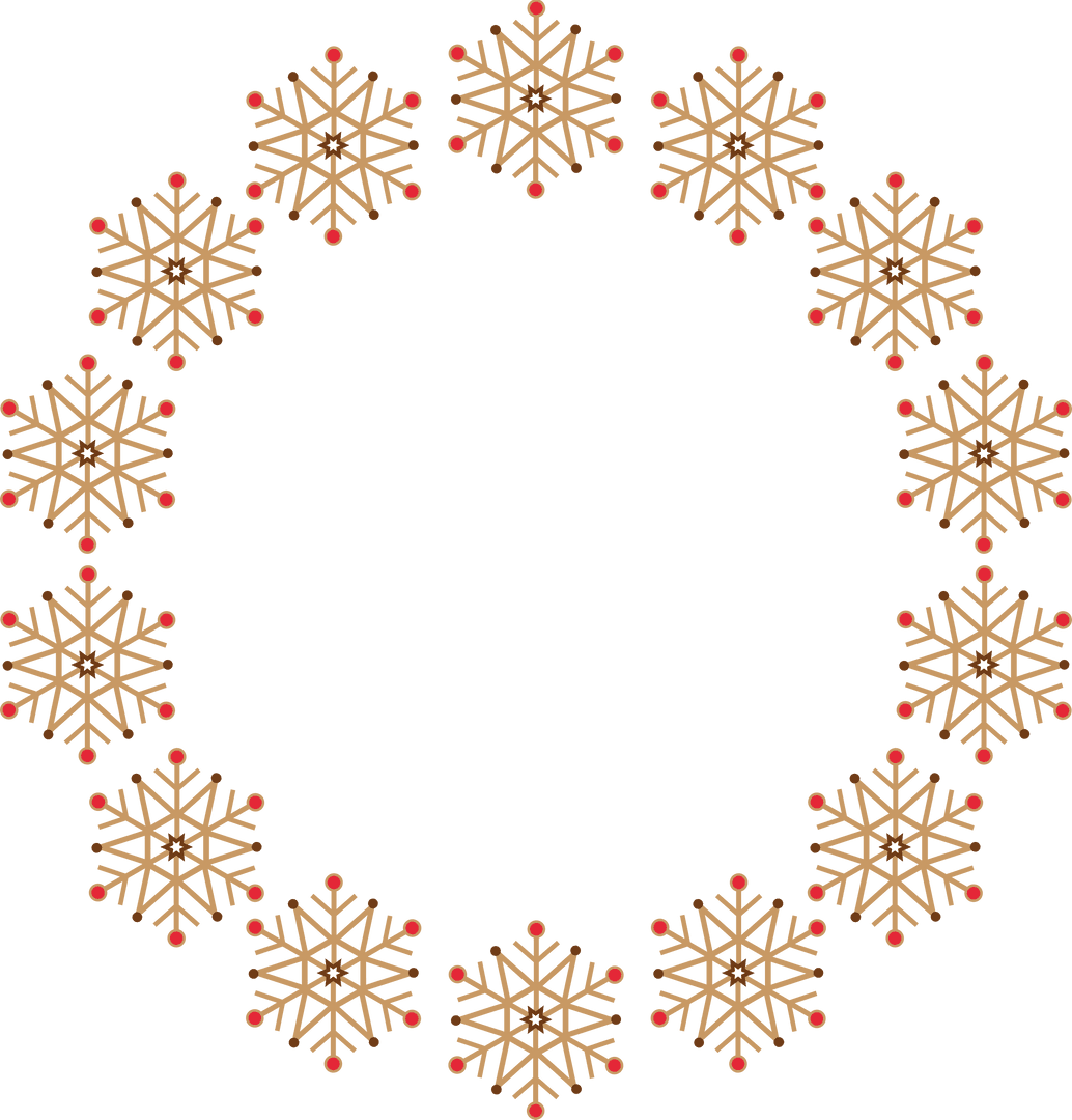 Transparent Wreath Circle with Golden Snowflakes