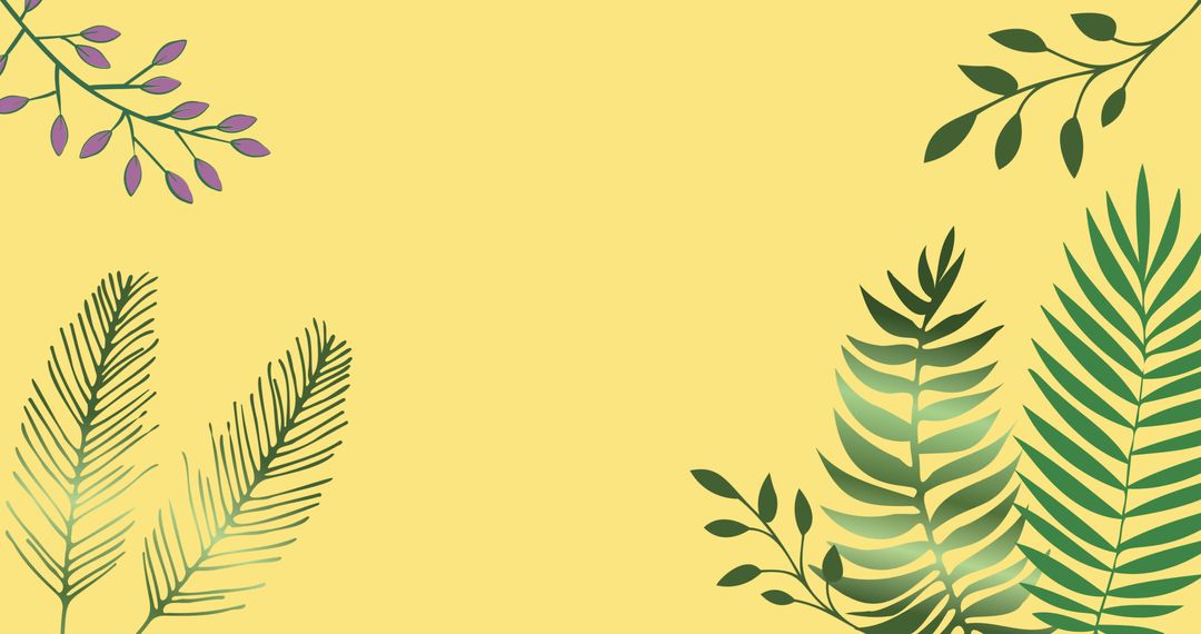 Tropical Leaves on Bold Yellow Background for Creative Designs