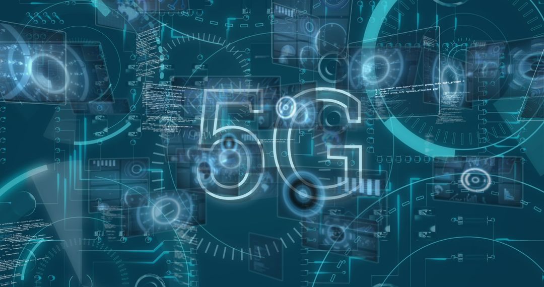 Futuristic 5G Technology Interface with Floating Data