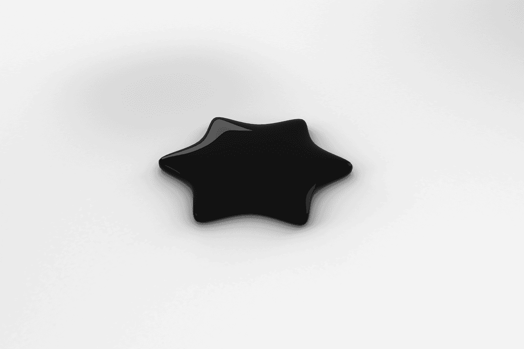 Digital Transparent Shiny Black Star Icon with Glossy Finish