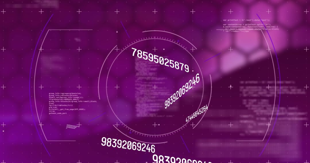 Digital Data Processing on Futuristic Purple Interface