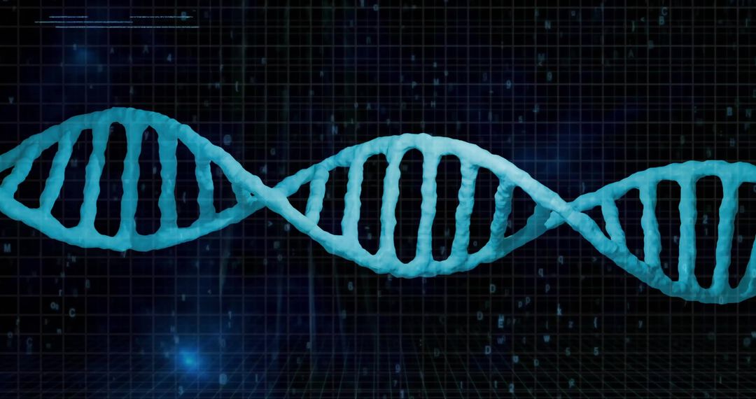 DNA Strand Visualization on Digital Grid Background