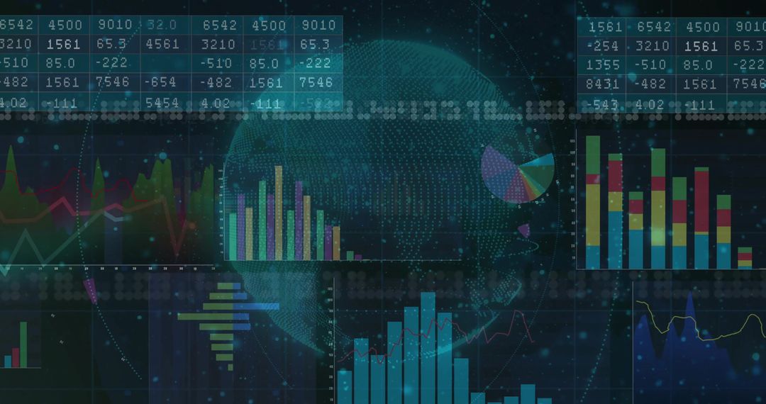 Futuristic Digital Dashboard with 3D Globe and Data Visualizations