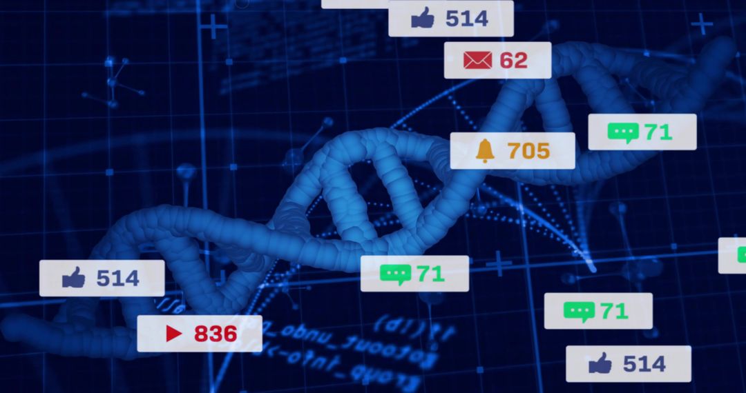DNA Double Helix with Digital Interface and Notifications