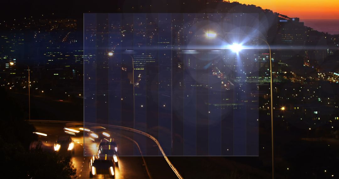 Modern Technology Visualized with Data Processing Over Cityscape