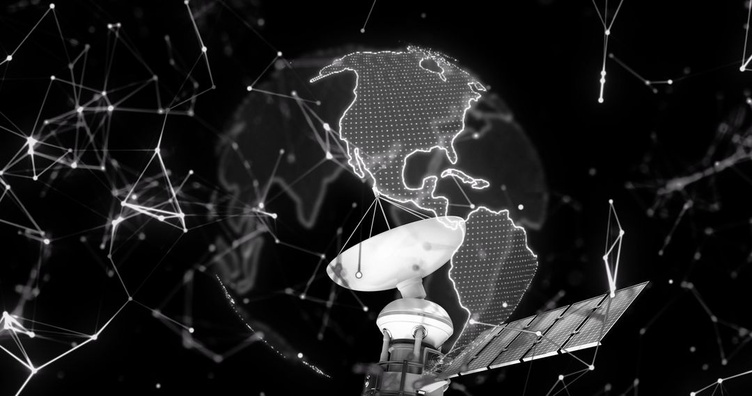 Satellite Technology Encircling Digital Globe with Connection Network