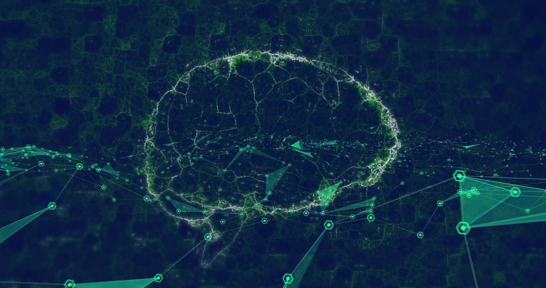 Futuristic Digital Brain Illustrating Data Flow and AI Concepts