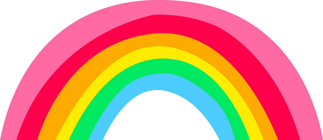Bright Colored Stylized Rainbow Arc on Transparent Background