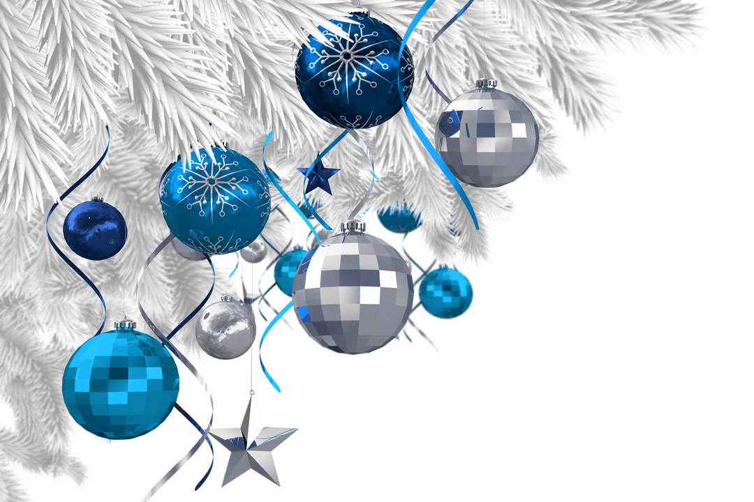 Transparent Holiday Ornaments on Wintery Branches