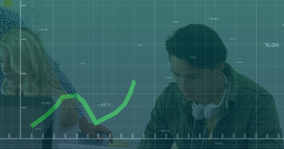 Diverse Colleagues Analyzing Financial Data on Digital Interface