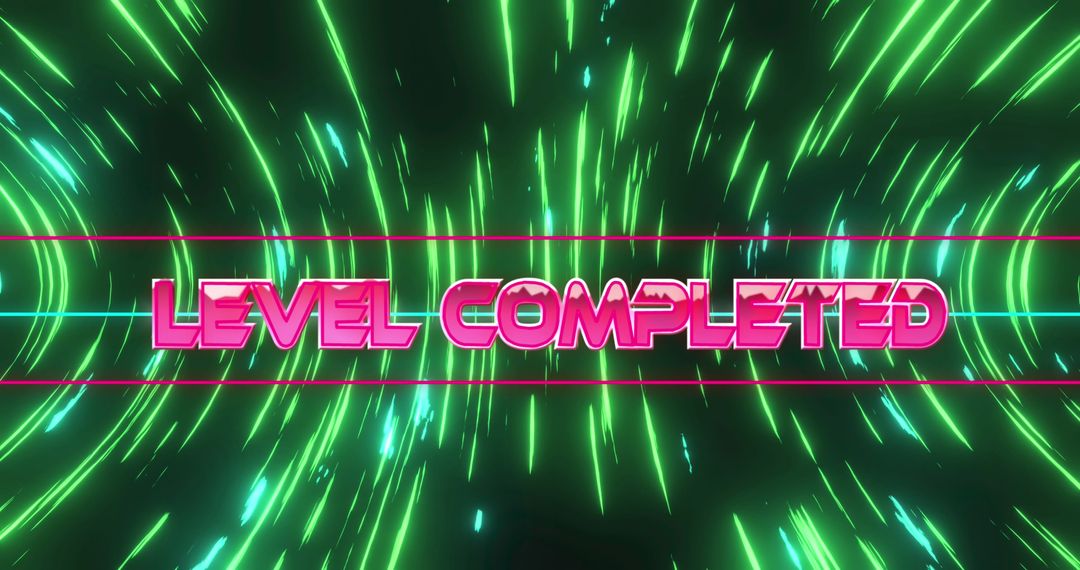 Futuristic Level Completed Text Design with Neon Lights