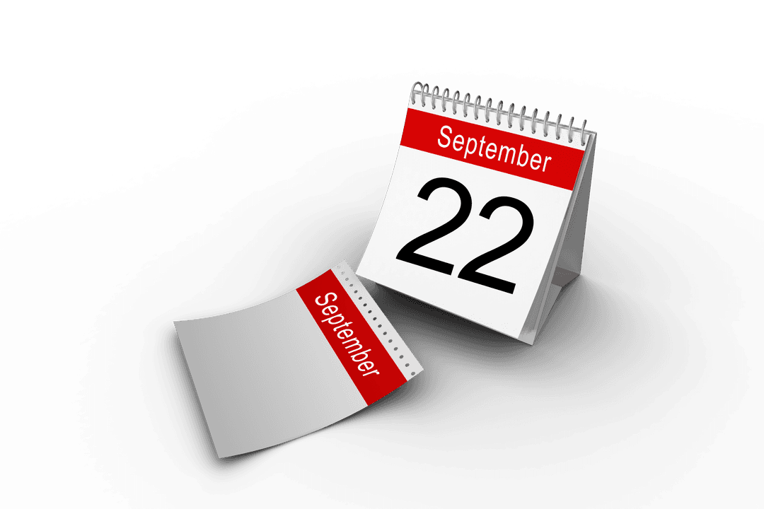 Transparent Calendar Showing September 22nd