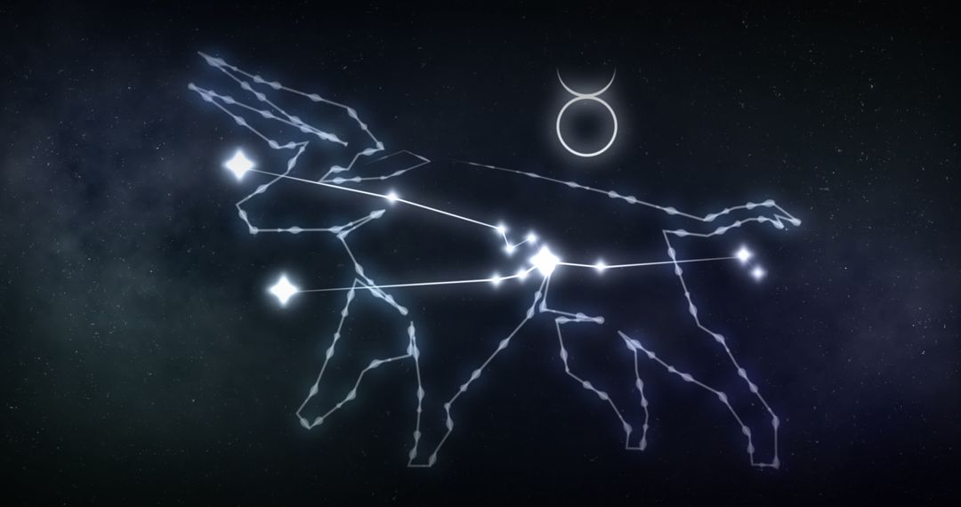 Taurus Zodiac Sign Illustration with Star Constellation - Free Images, Stock Photos and Pictures on Pikwizard.com