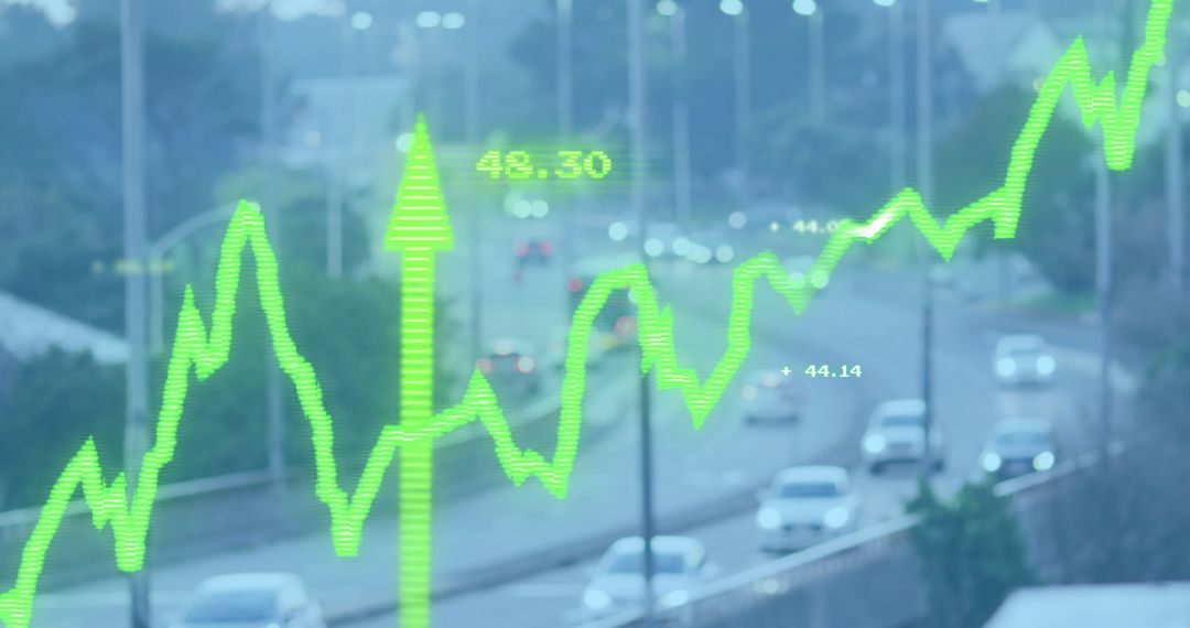 Digital Growth and Analytics Concept Overlaying City