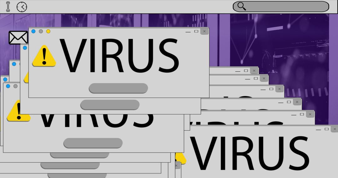 Digital Virus Alert Over Server Room Backdrop