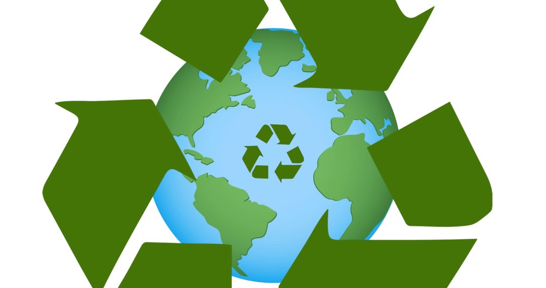 Recycling Symbol Over Globe Biodegradable Eco-Friendly Awareness