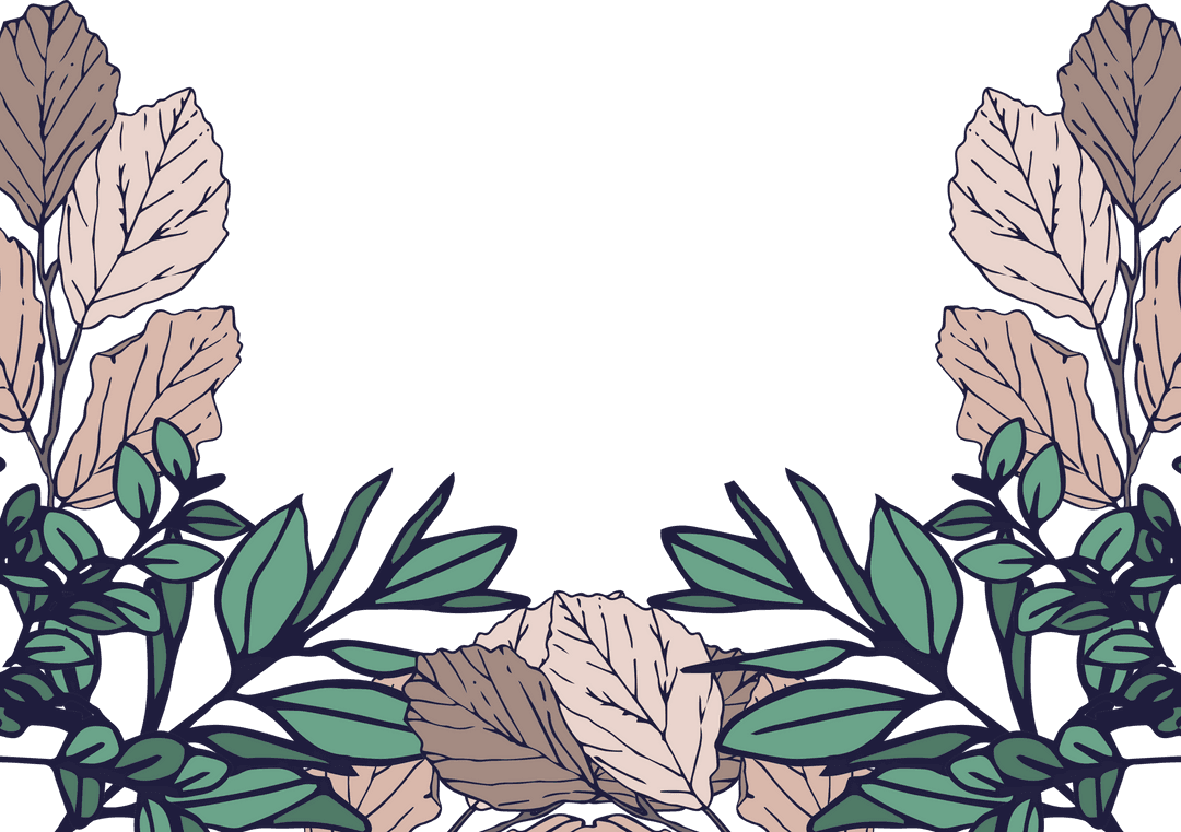 Colorful Foliage Frame on Transparent Background