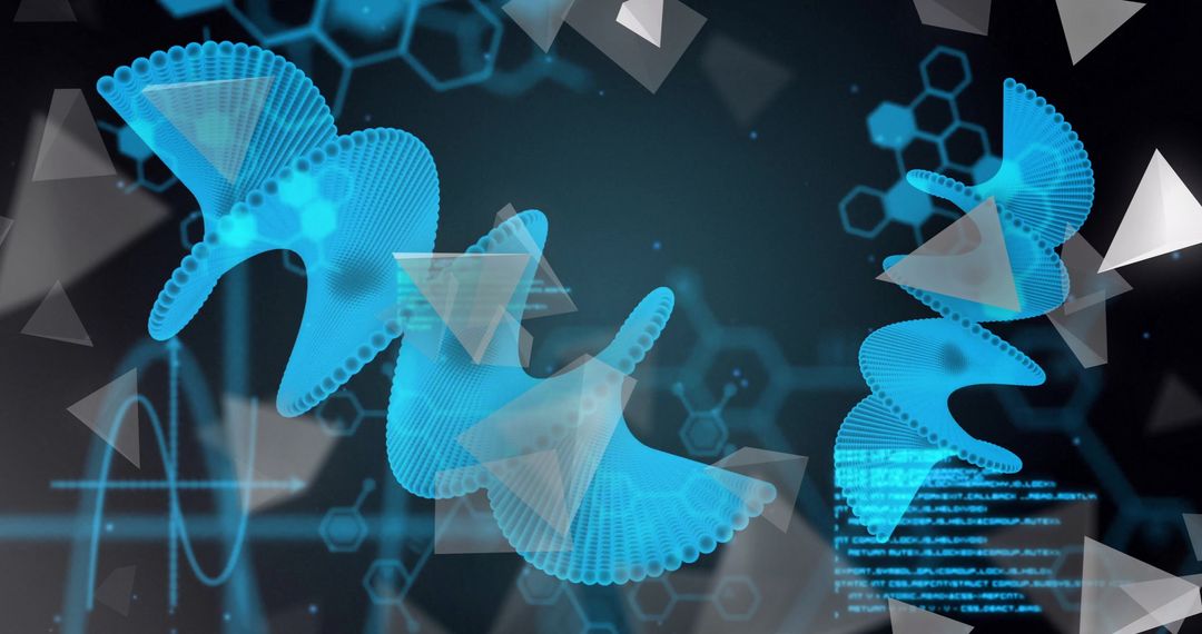 Futuristic Helix Structures on Digital Interface Background