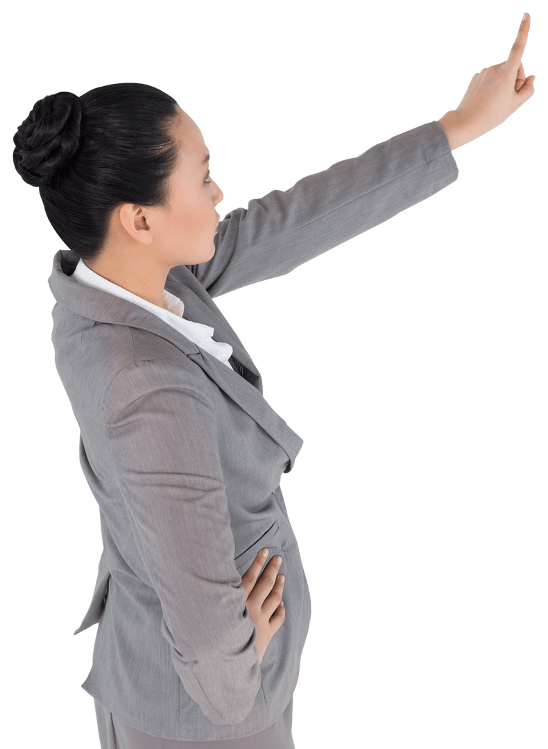 Serious Businesswoman Pointing with Index Finger PNG