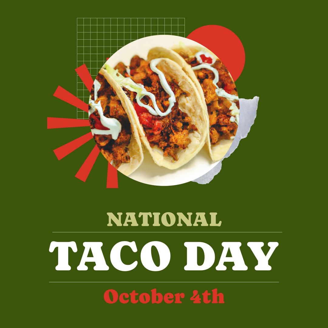 National Taco Day Celebration Promotional Poster on Green Background - Download Free Stock Templates Pikwizard.com