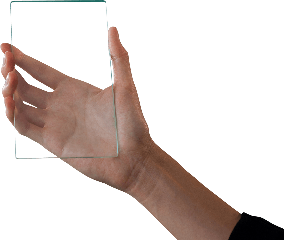 Hand Holding Transparent Glass Interface Display