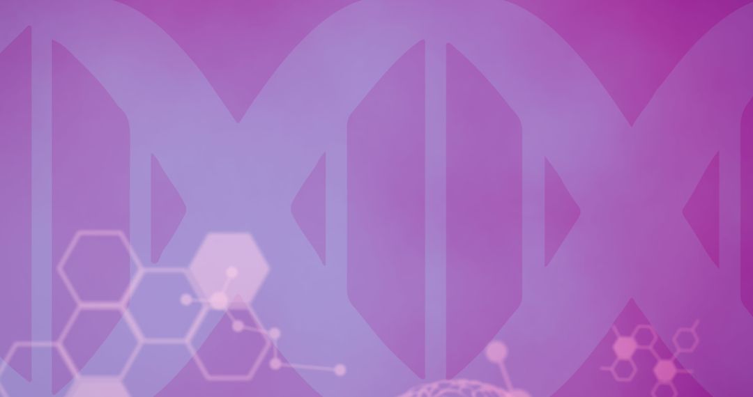 Abstract DNA Strand with Heart and Brain Icons on Pink Background