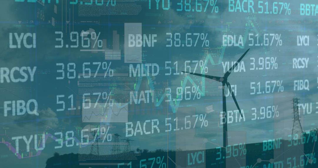 Renewable Energy Statistics with Wind Turbine and Data Overlay